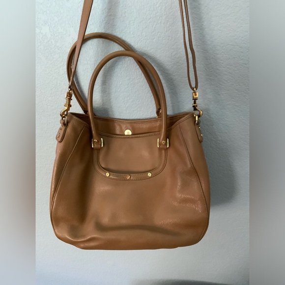 Tory Burch Amanda Hobo Tan Pebbled Leather Handbag Purse - Picture 5 of 5